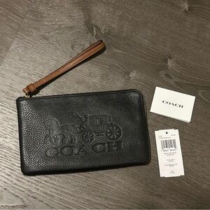 NWT Coach Black Leather Wristlet